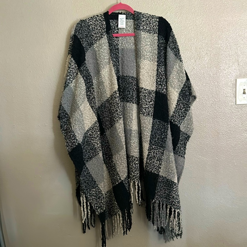 Plaid boho poncho